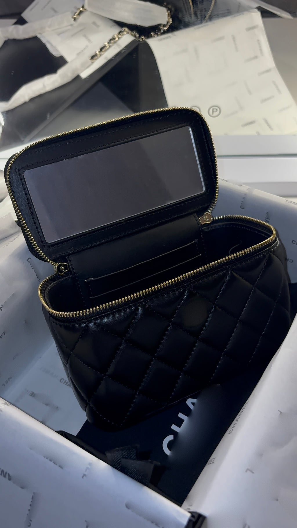 C. Quilted Vanity Bag – Black